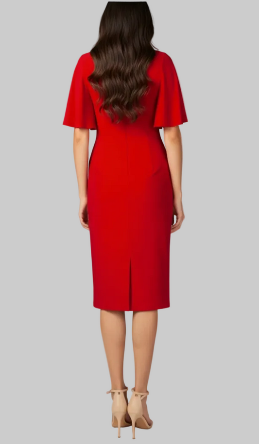 225219 RED drape dress