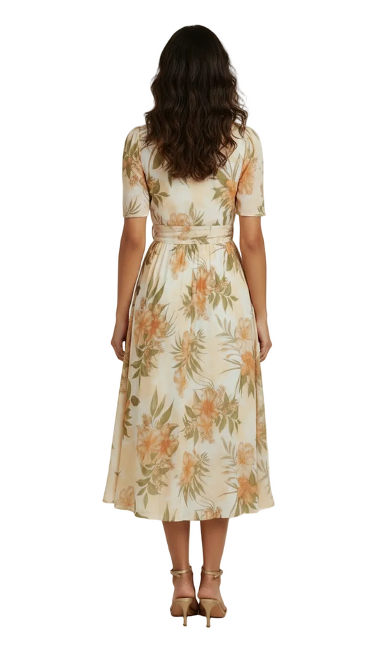 225490 Yellow Floral Cocktail Dress