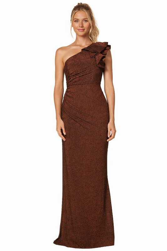 223279 One Shoulder Copper Gown