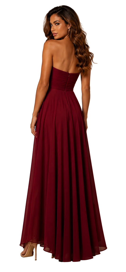 225225 Red Strapless Gown