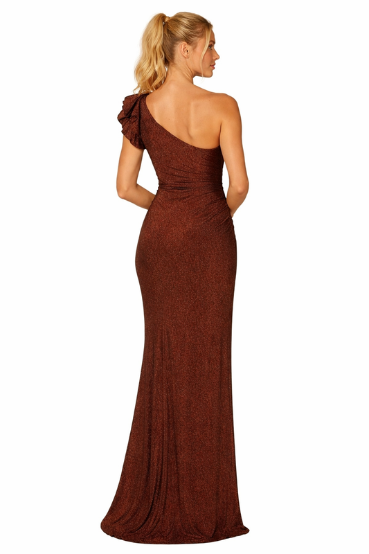 223279 One Shoulder Copper Gown