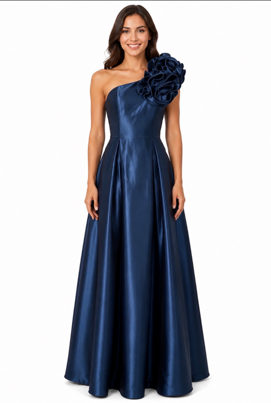 225469 Satin One Shoulder Gown