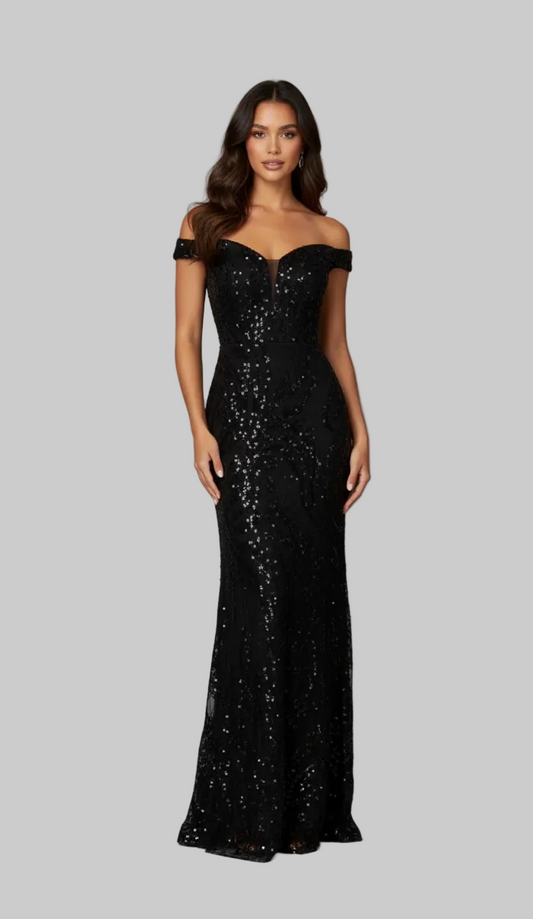 224384 Beaded Gown Black