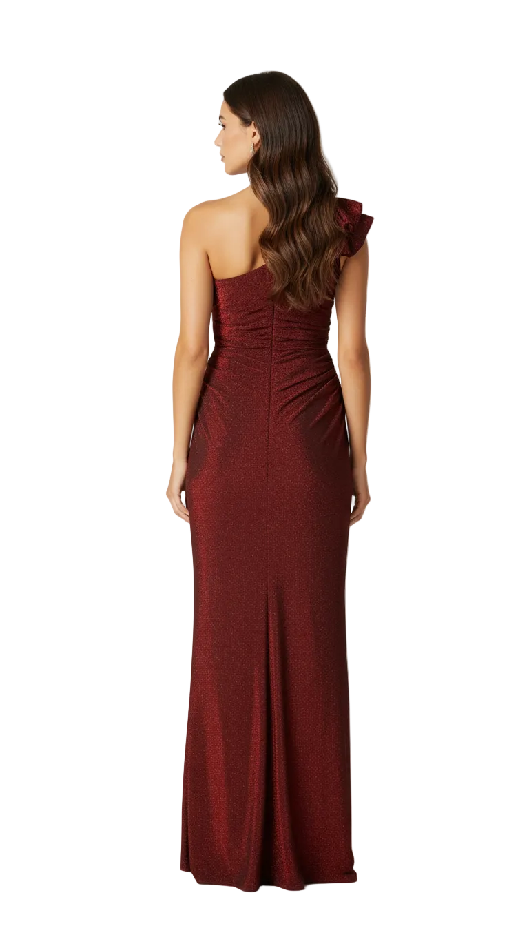 223279 One Shoulder Red Gown