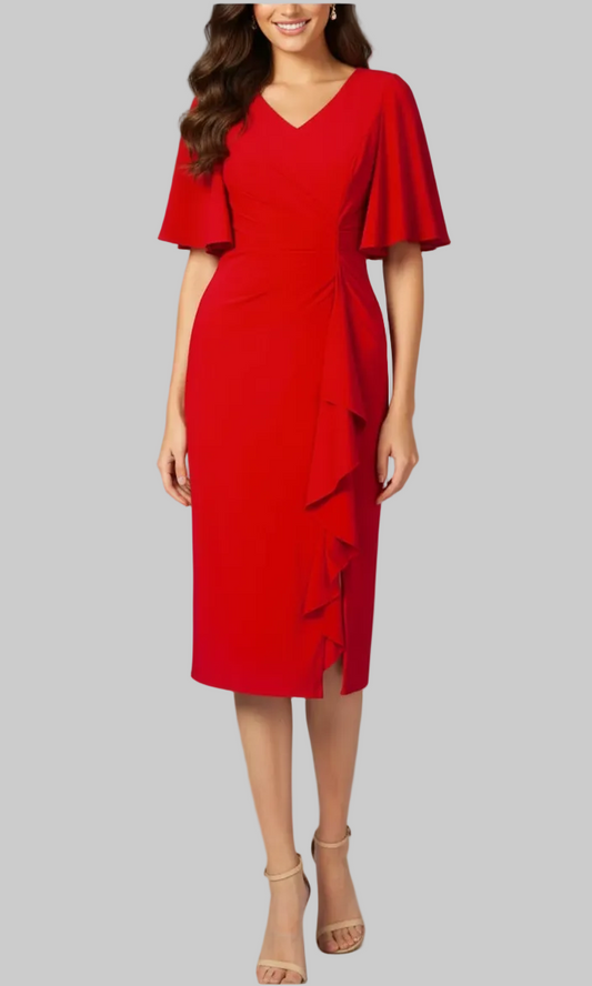 225219 RED drape dress