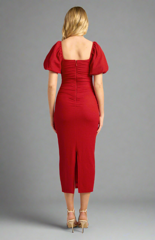 Red Puff Sleeve Dress
