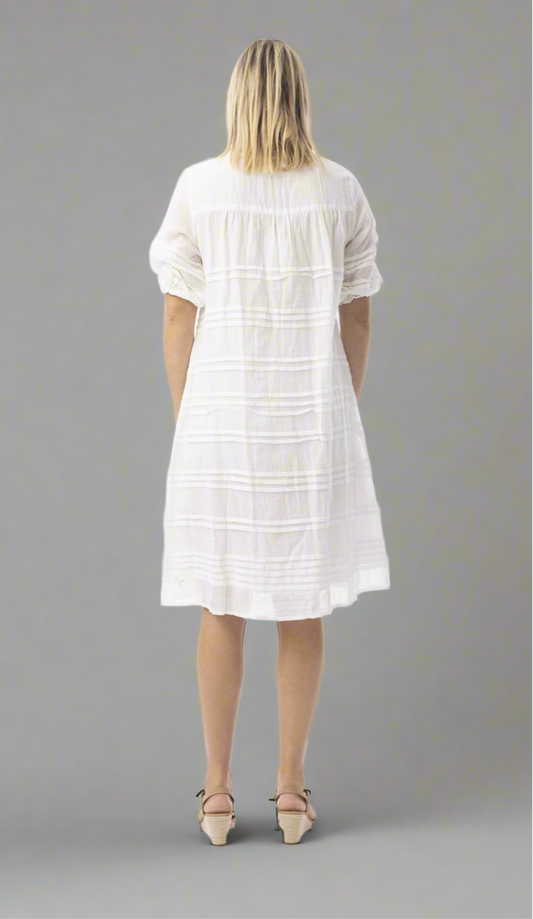 White Cotton Gauze Dress