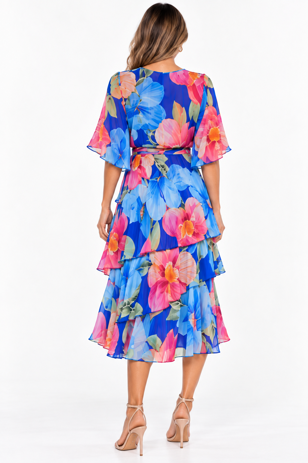 Layered Silk Dress Cobalt Blue