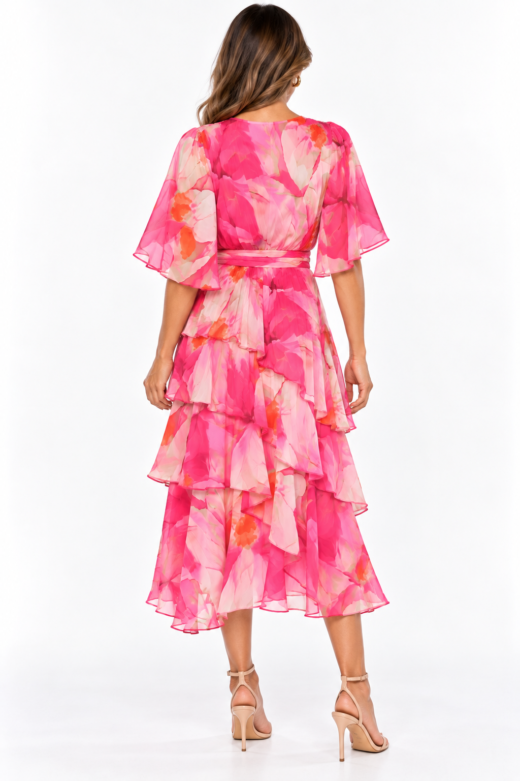 Layered Silk Dress Hot Pink