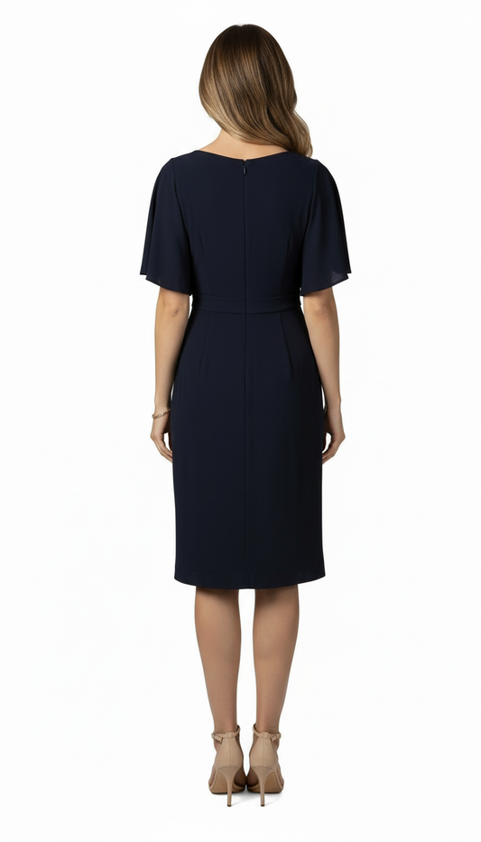 224372 Navy Cow Neck Cocktail Dress