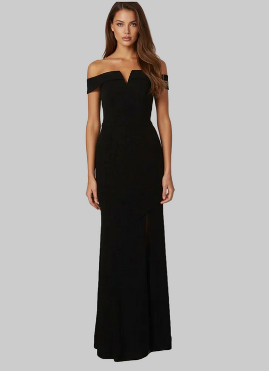 224290 Black Off The Shoulder Gown
