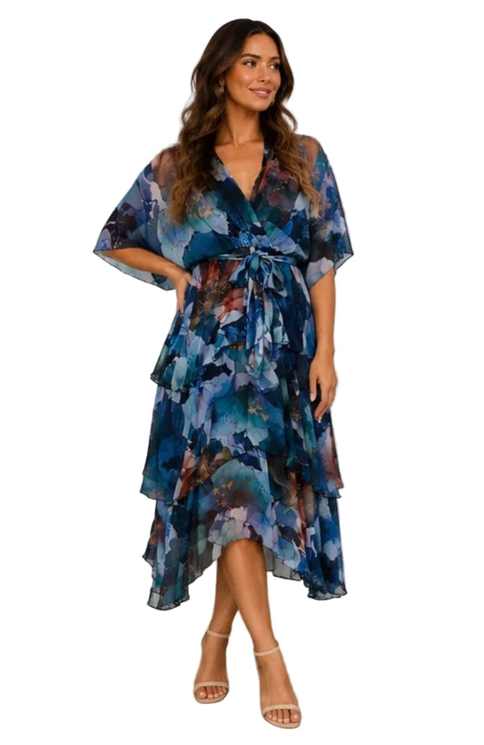 AE516 Cross Over Silk Dress