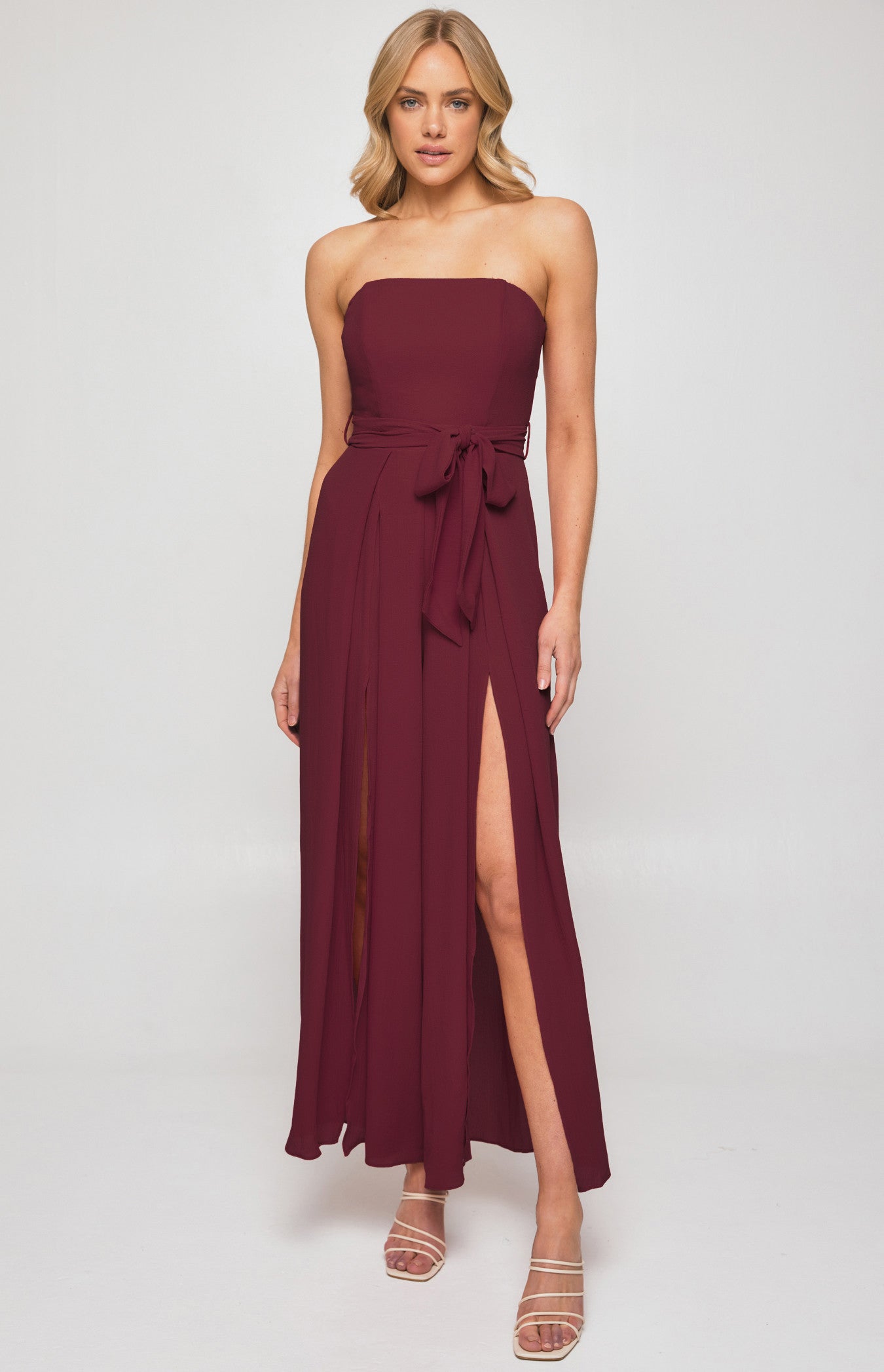 Strapless Spilt Leg Jumpsuit