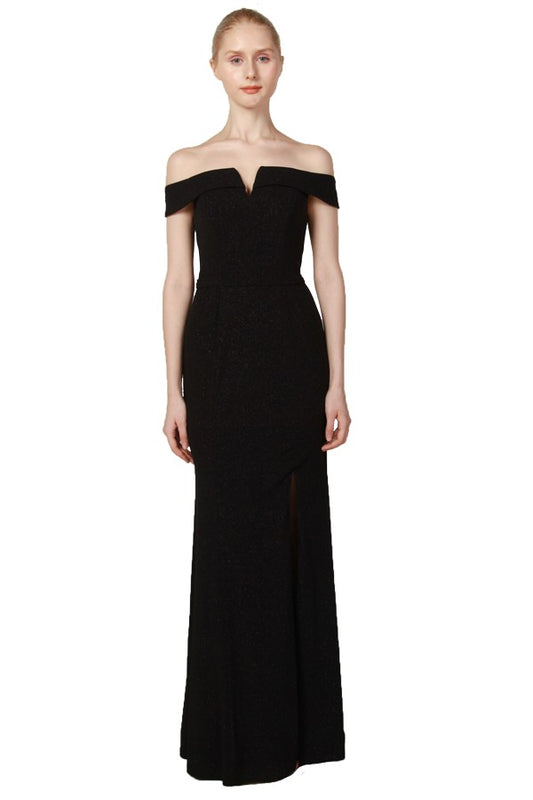 224290 Black Off The Shoulder Gown