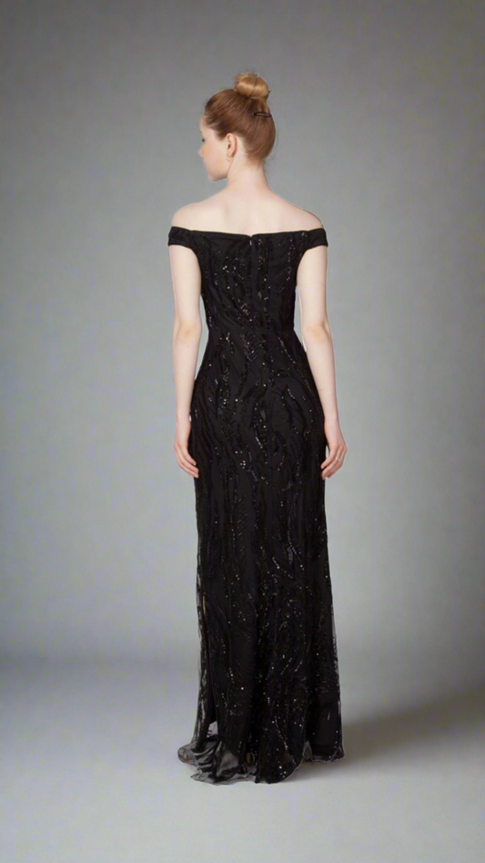 224384 Beaded Gown Black