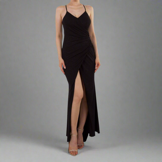 222471 Black Glitter Gown