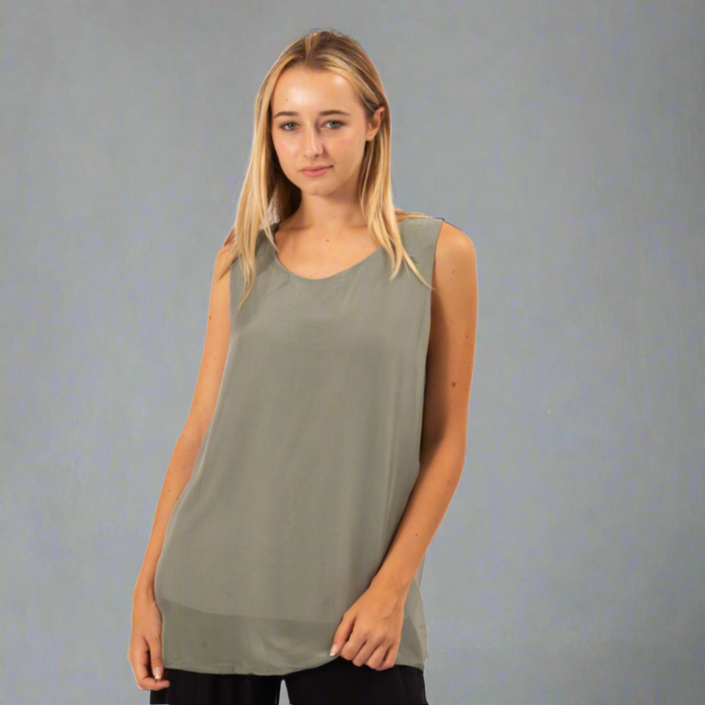 6274 Khaki Silk Singlet