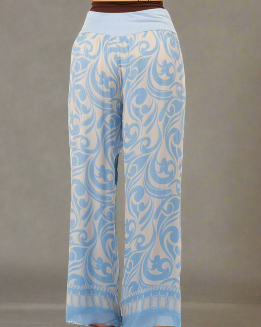 8030 Blue Silk Pants