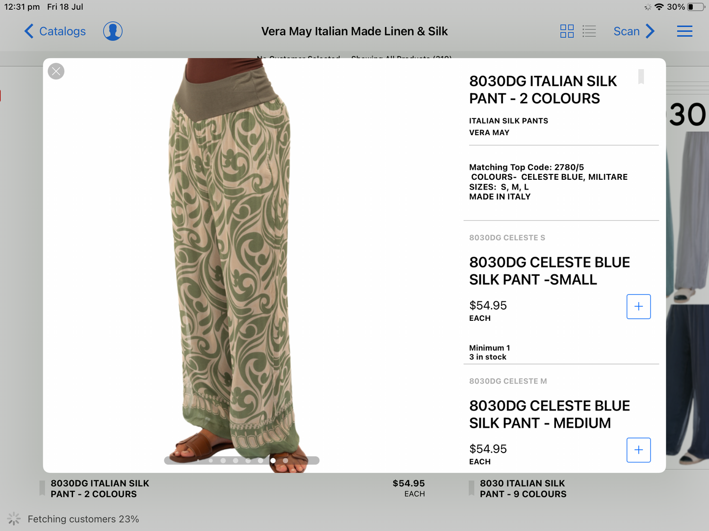 8030 Blue Silk Pants