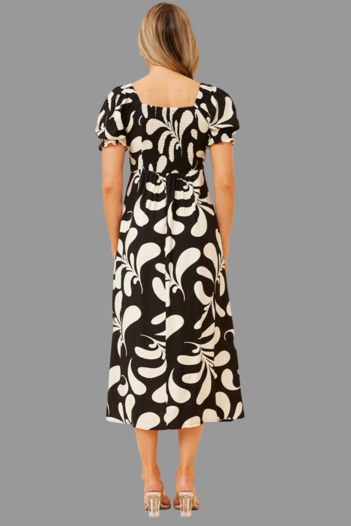 Tie Front Dress Black and White