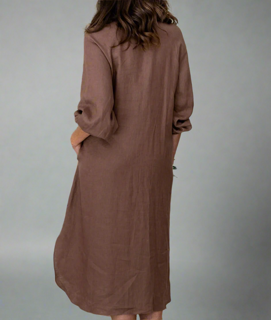 Mocha Linen Maxi Dress