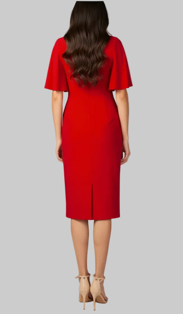 225219 RED drape dress
