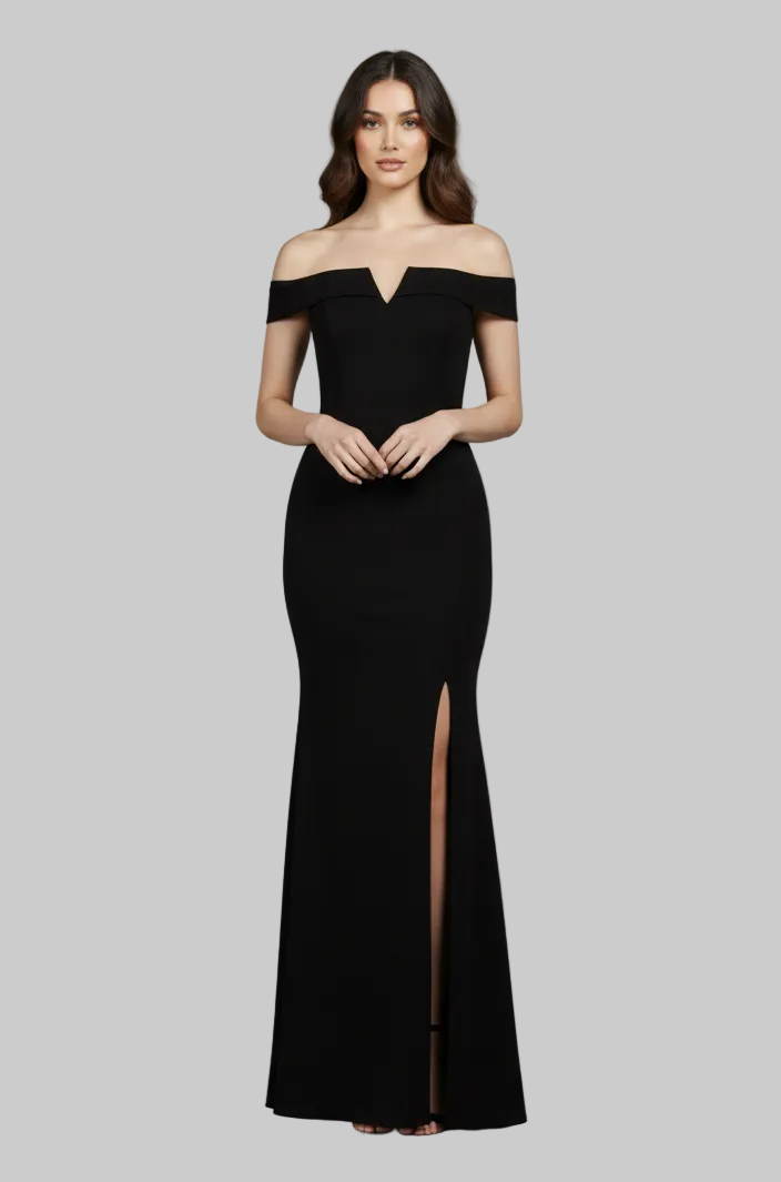 224290 Black Off The Shoulder Gown