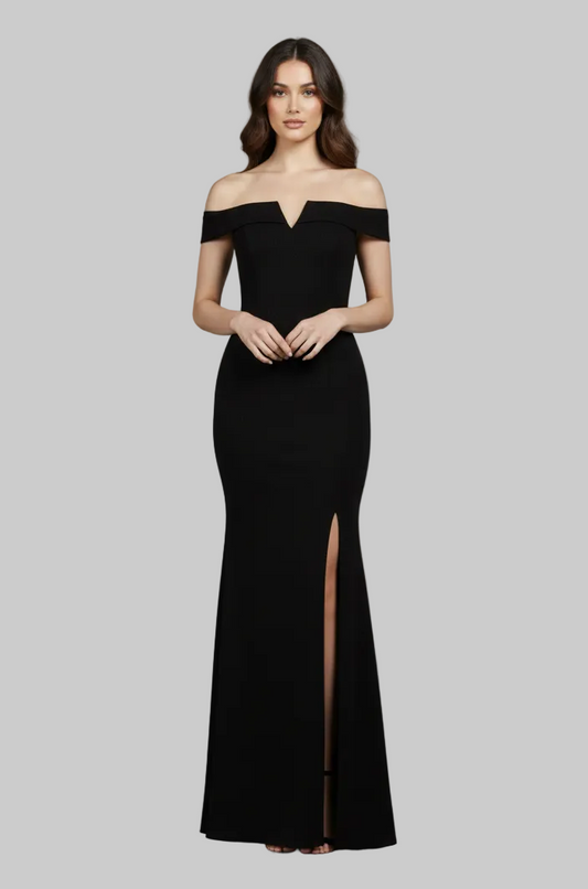 224290 Black Off The Shoulder Gown