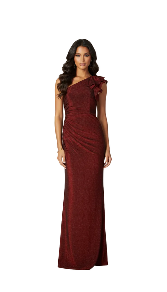 223279 One Shoulder Red Gown