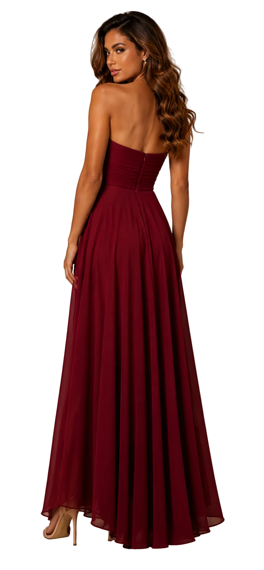 225225 Red Strapless Gown