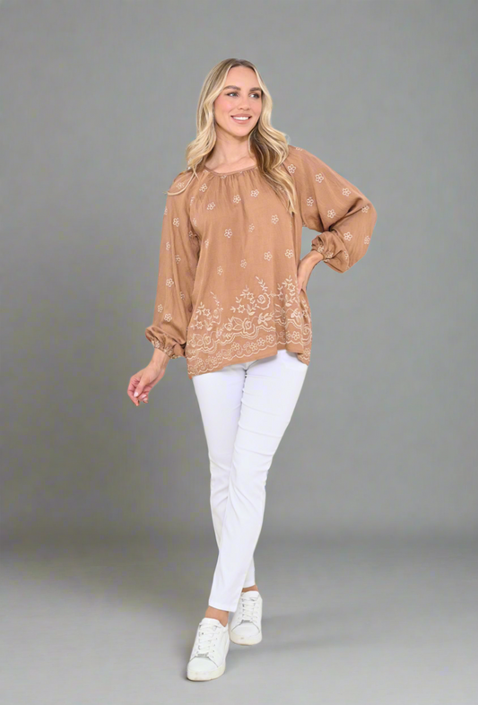 Long Sleeve Beige Top