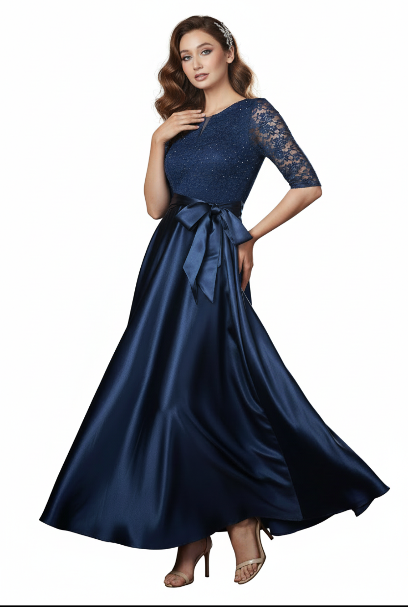 225437 Waist Bow Gown