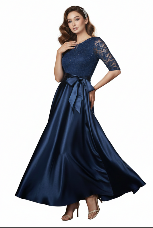225437 Waist Bow Gown