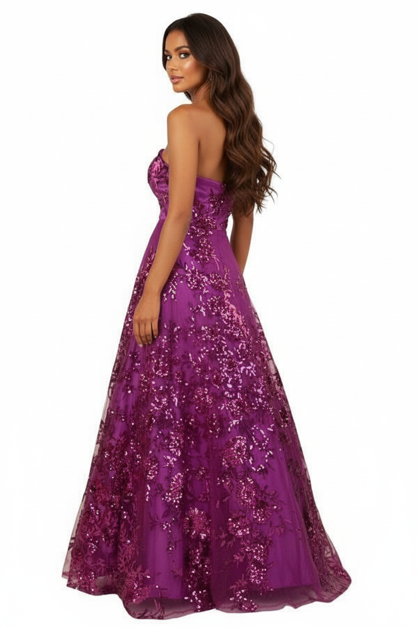 223370 Pink Sequin Gown