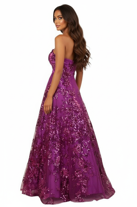 223370 Pink Sequin Gown