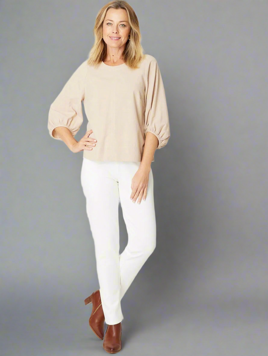 Beige Ballon Sleeve TOp