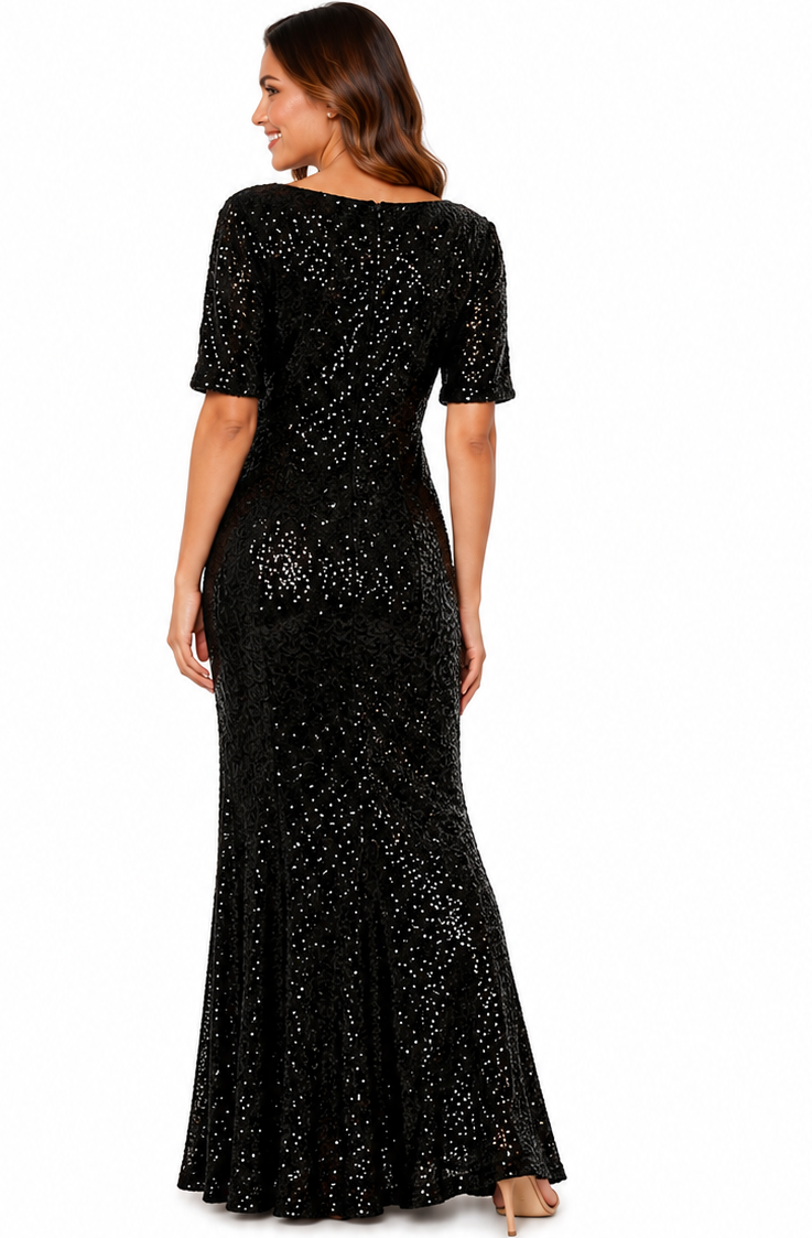 225319 Black Sequin Gown