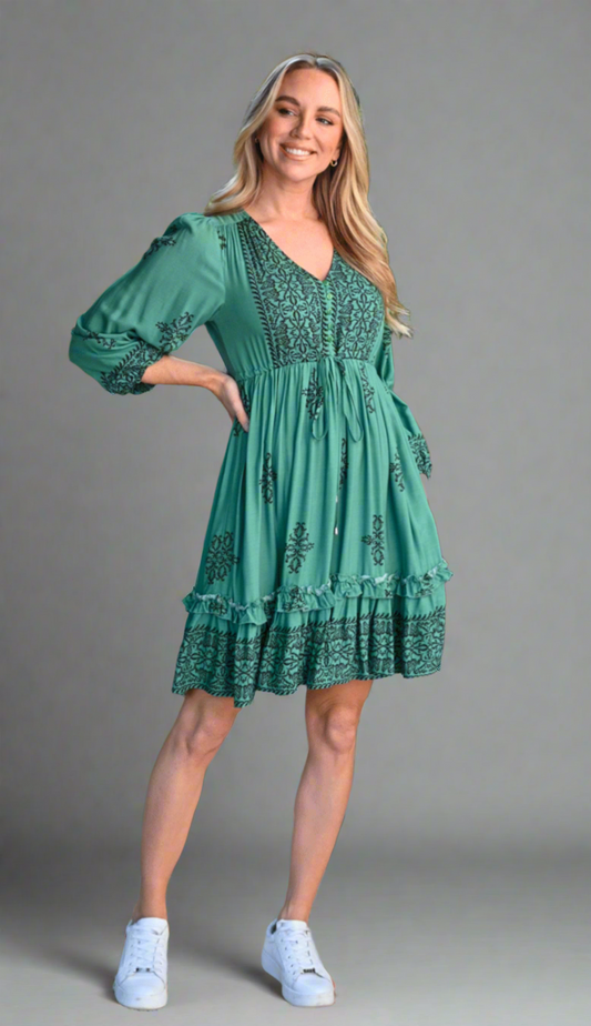 Long Sleeve Green Dress