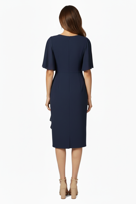 225219 NAVY drape dress