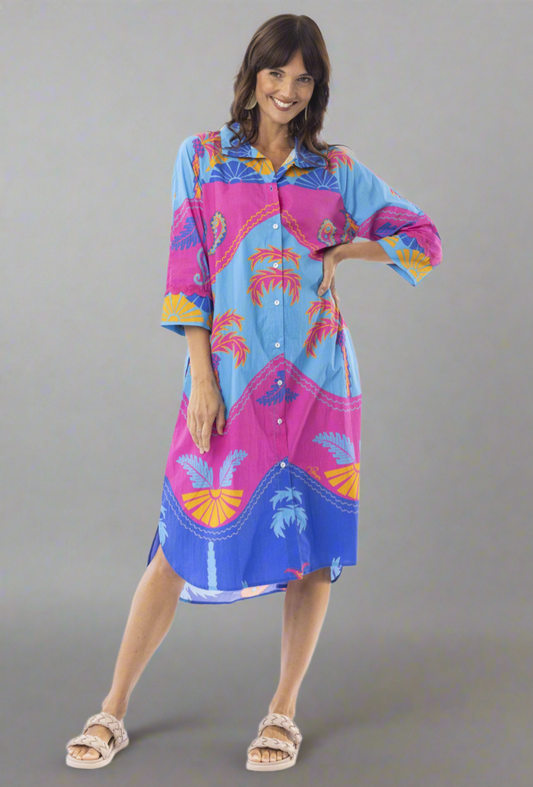 Celeste Blue Shirt Dress