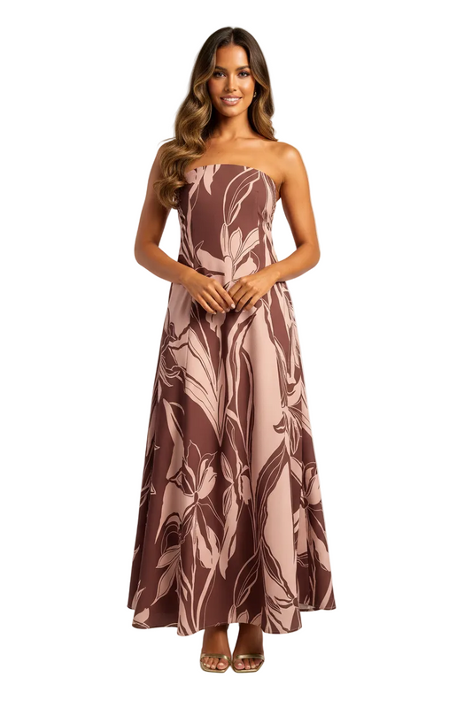 SDR1852A Chocolate Strapless Dress