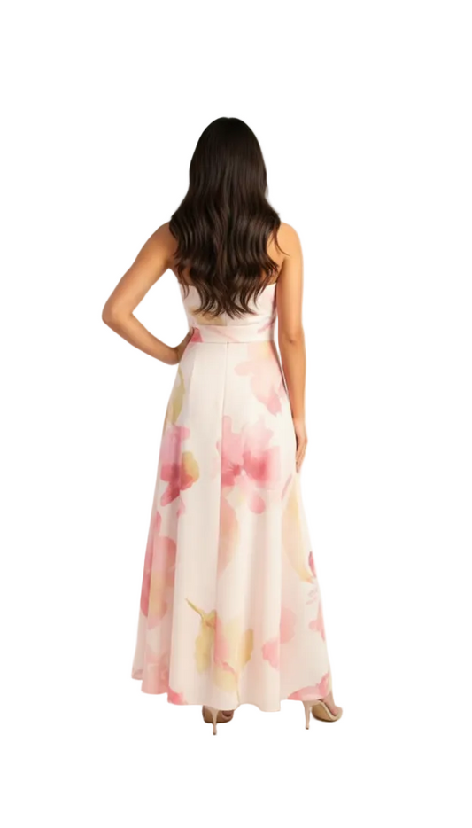 Strapless Pink Floral Dress