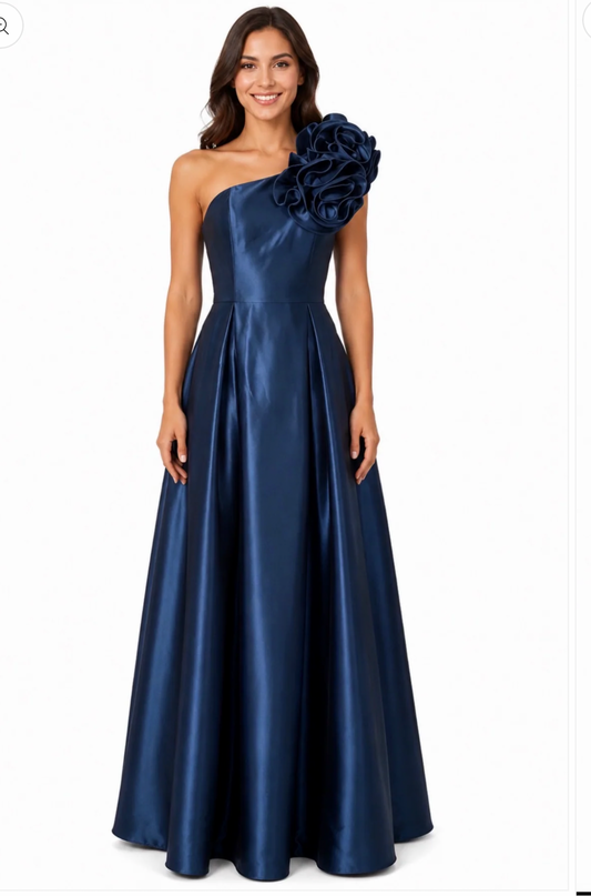 225469 One Shoulder Satin Gown