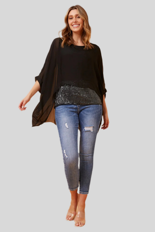 Carly Sequin Trim top