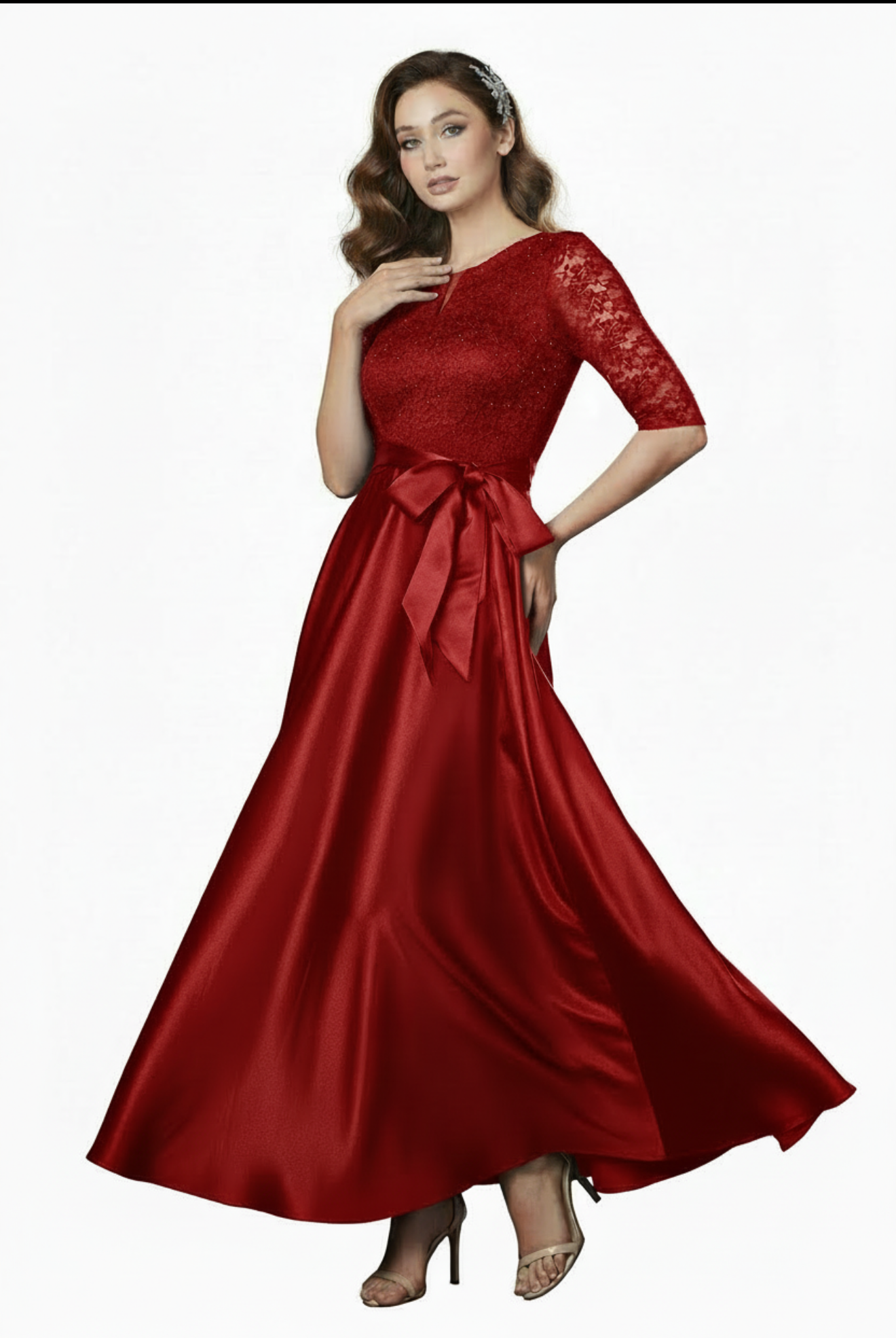 225437 Waist Bow Gown