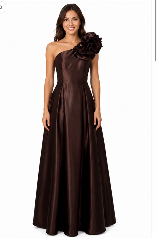 225469 One Shoulder Satin Gown