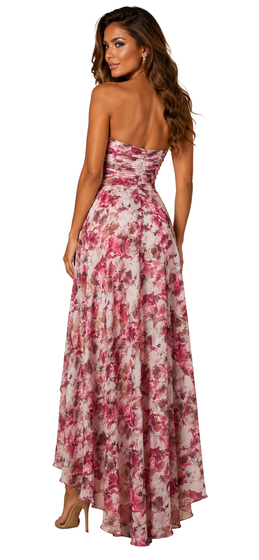 225225 Floral Strapless Gown