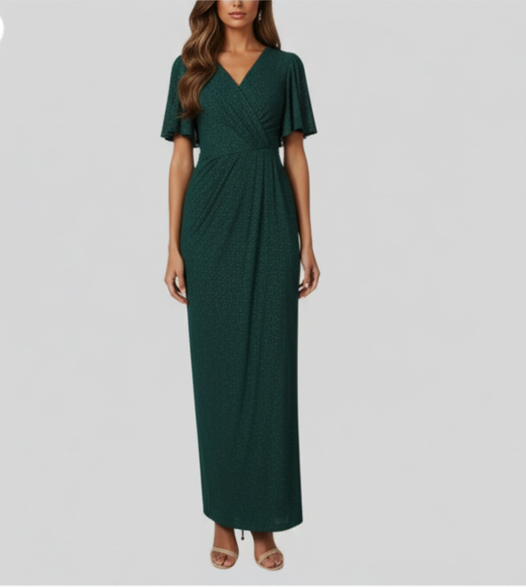 224437 Green Ruffle Gown