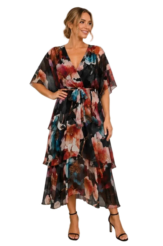 AE516 Cross Over Silk Dress