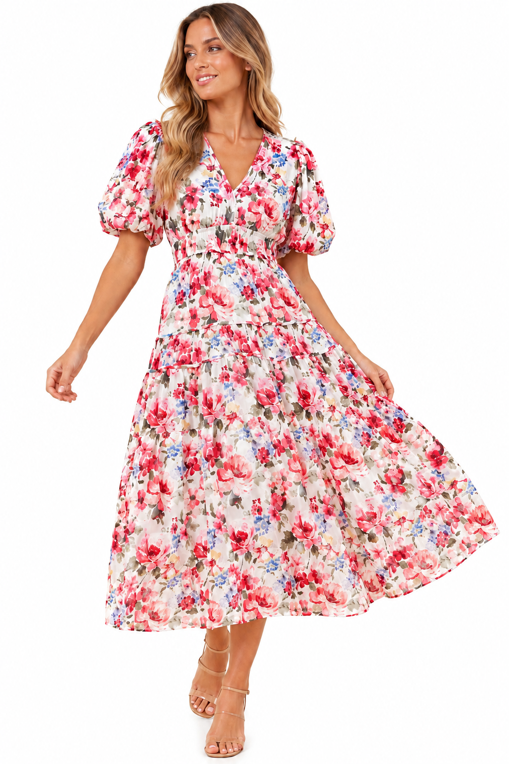 D526402 Floral Midi Dress